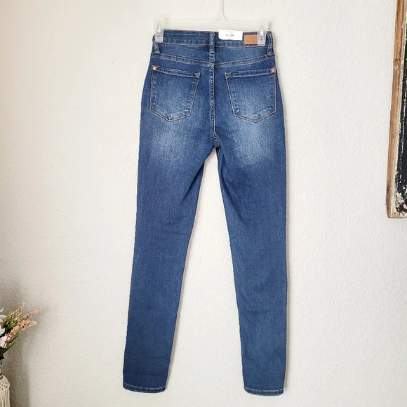 Judy Blue High Rise Dark Wash Button Fly Skinny Jeans Size 0(24) - Picture 8 of 17